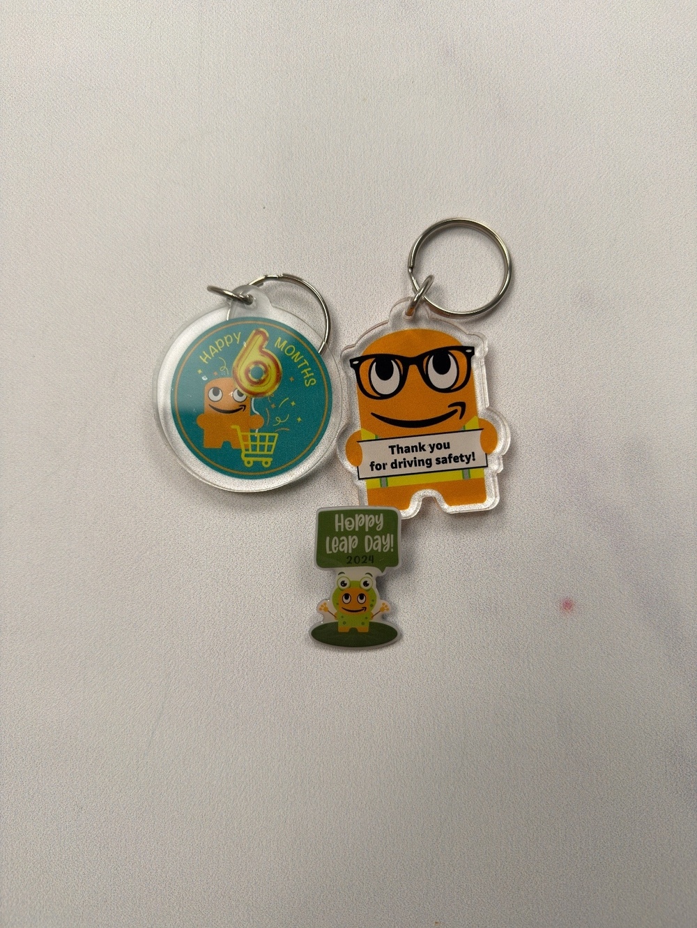 Amazon Peccy Cute Safety Message Keychains - Pin Lot of 3